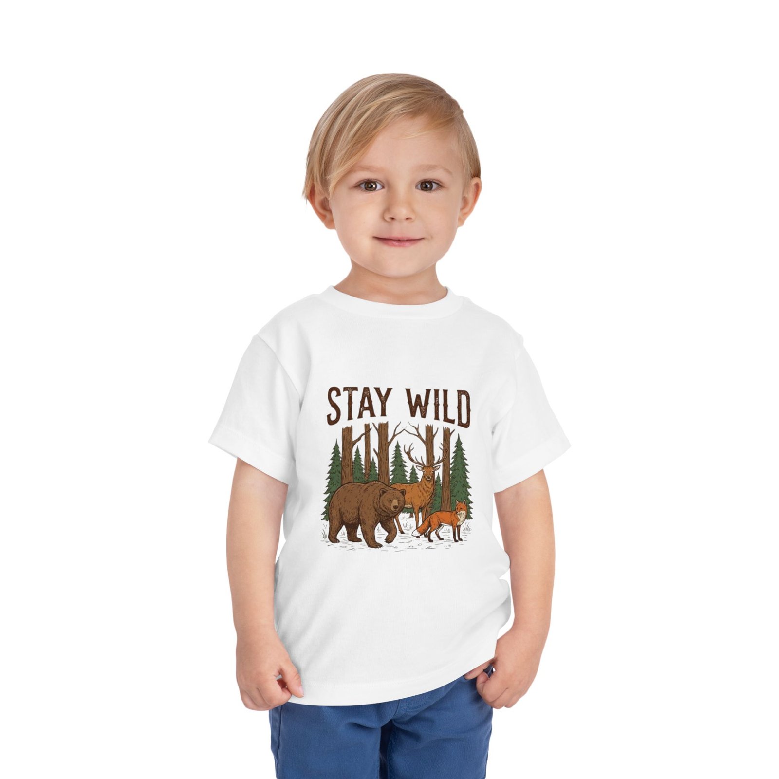 Stay Wild Bear and Fox toddler tee - Woodland Forest Animals - Image 2