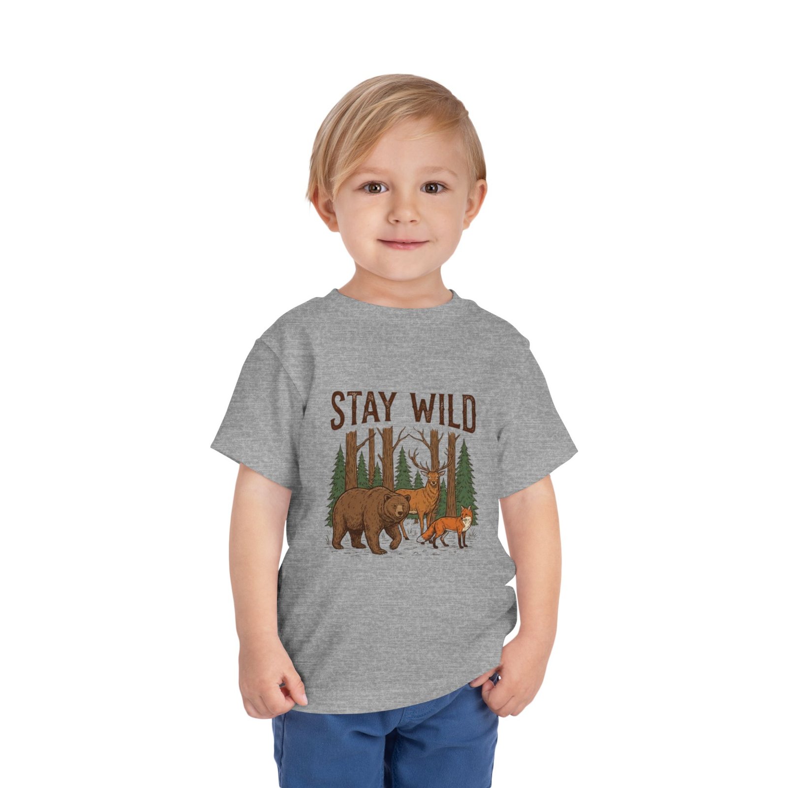 Stay Wild Bear and Fox toddler tee - Woodland Forest Animals - Image 6