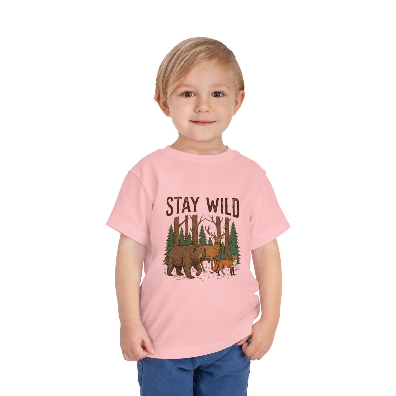 Stay Wild Bear and Fox toddler tee - Woodland Forest Animals - Image 8